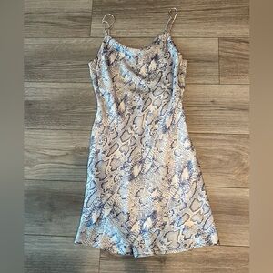 Snakeskin satin slip dress